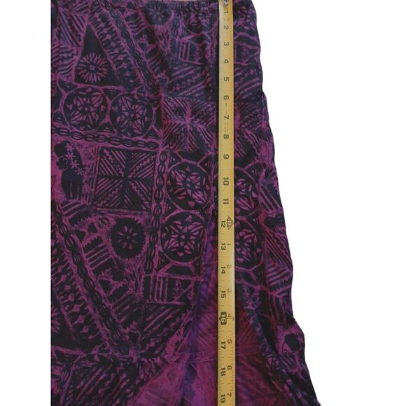 Hinano Tahiti Maxi Skirt S Magenta Tropical Western Cowgirl Boho Art Block Print - Picture 12 of 16